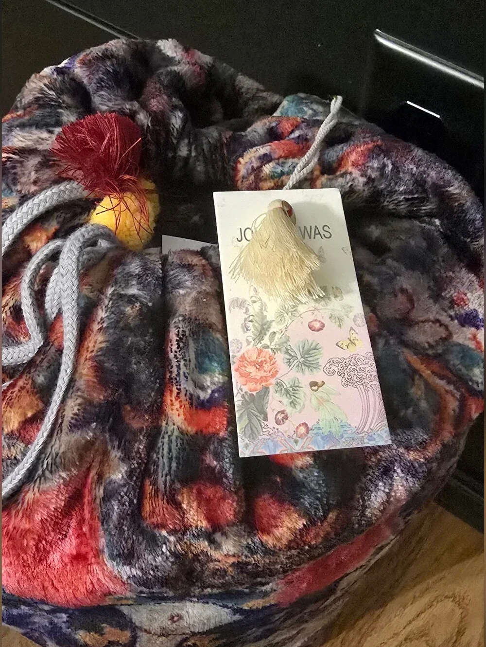 Johnny Was Biya Circle Cozy Blanket One Sz Multicolor Reversible Travel Bag NWT